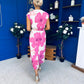 Roise Plunge Neck Midi Dress Floral Cream