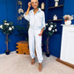 Barbara Detailed Top & Trouser Set Baby Blue