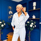 Barbara Detailed Top & Trouser Set Baby Blue