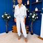 Barbara Detailed Top & Trouser Set Baby Blue