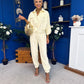 Barbara Detailed Top & Trouser Set Yellow