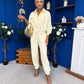 Barbara Detailed Top & Trouser Set Yellow