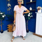 Martha Frill Detail Midi Dress Check Baby Pink