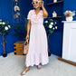 Martha Frill Detail Midi Dress Check Baby Pink