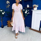Martha Frill Detail Midi Dress Check Baby Pink