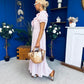 Martha Frill Detail Midi Dress Check Baby Pink