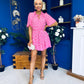 Rian Detailed Mini Dress Polka Pink