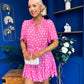 Rian Detailed Mini Dress Polka Pink