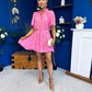 Rian Detailed Mini Dress Polka Pink