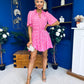 Rian Detailed Mini Dress Polka Pink