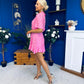 Rian Detailed Mini Dress Polka Pink