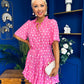 Rian Detailed Mini Dress Polka Pink