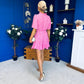 Rian Detailed Mini Dress Polka Pink