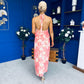 Paige Halterneck Mesh Midi Dress Floral Coral