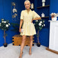 Rian Detailed Mini Dress Polka Yellow