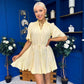 Rian Detailed Mini Dress Polka Yellow