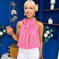 Irene Bow Tie Top Polka Pink