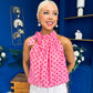 Irene Bow Tie Top Polka Pink
