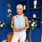 Irene Bow Tie Top Polka Blue