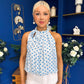 Irene Bow Tie Top Polka Blue