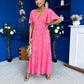 Destiny Banded Midi Dress Floral Pink