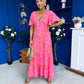 Destiny Banded Midi Dress Floral Pink
