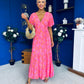 Destiny Banded Midi Dress Floral Pink