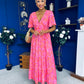 Destiny Banded Midi Dress Floral Pink