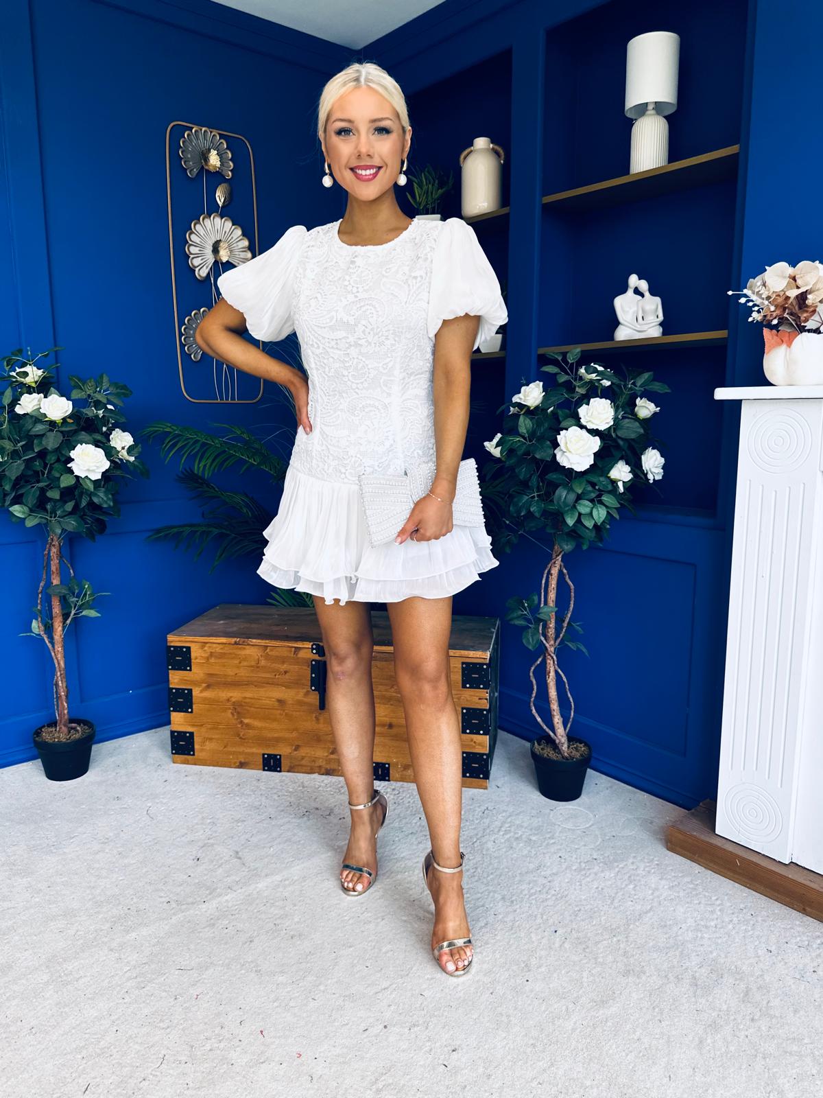 Reece Lace Detailed Playsuit White