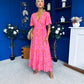 Destiny Banded Midi Dress Floral Pink