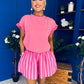 Karl Lace Trim Oversized Top Pink