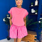 Hana Striped Casual Shorts Pink