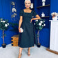 Fallon Detail Occasion Midi Dress Polka Black