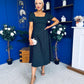 Fallon Detail Occasion Midi Dress Polka Black