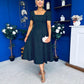 Fallon Detail Occasion Midi Dress Polka Black