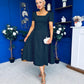 Fallon Detail Occasion Midi Dress Polka Black