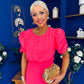 Laoise Puff Sleeve Banded Midi Dress Neon
