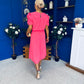Laoise Puff Sleeve Banded Midi Dress Neon