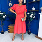 Laoise Puff Sleeve Banded Midi Dress Coral