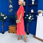 Laoise Puff Sleeve Banded Midi Dress Coral