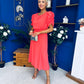 Laoise Puff Sleeve Banded Midi Dress Coral