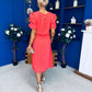 Laoise Puff Sleeve Banded Midi Dress Coral