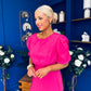 Laoise Puff Sleeve Banded Midi Dress Hot Pink