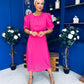 Laoise Puff Sleeve Banded Midi Dress Hot Pink