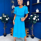Laoise Puff Sleeve Banded Midi Dress Cyan Blue