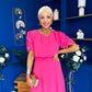Laoise Puff Sleeve Banded Midi Dress Cerise
