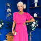 Laoise Puff Sleeve Banded Midi Dress Cerise