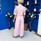 Gwen Detailed Crochet Top & Trouser Set Blush