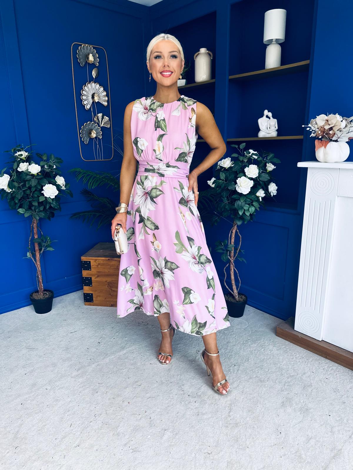 Layce Banded Midi Dress Floral Lavender