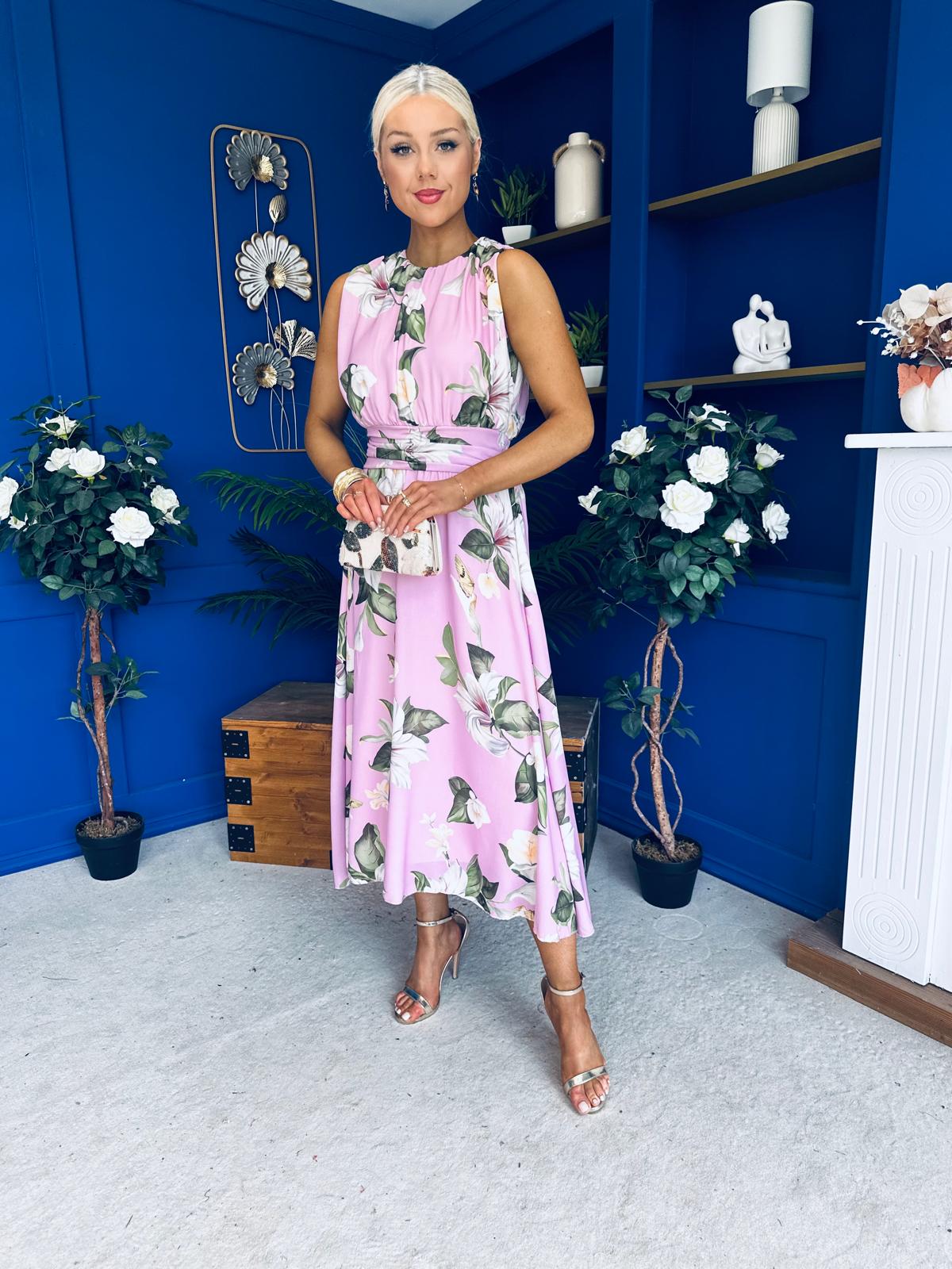 Layce Banded Midi Dress Floral Lavender